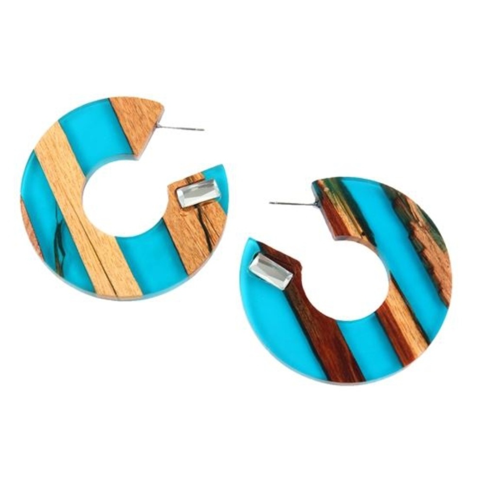 Wood Acrylic Artsy Earrings